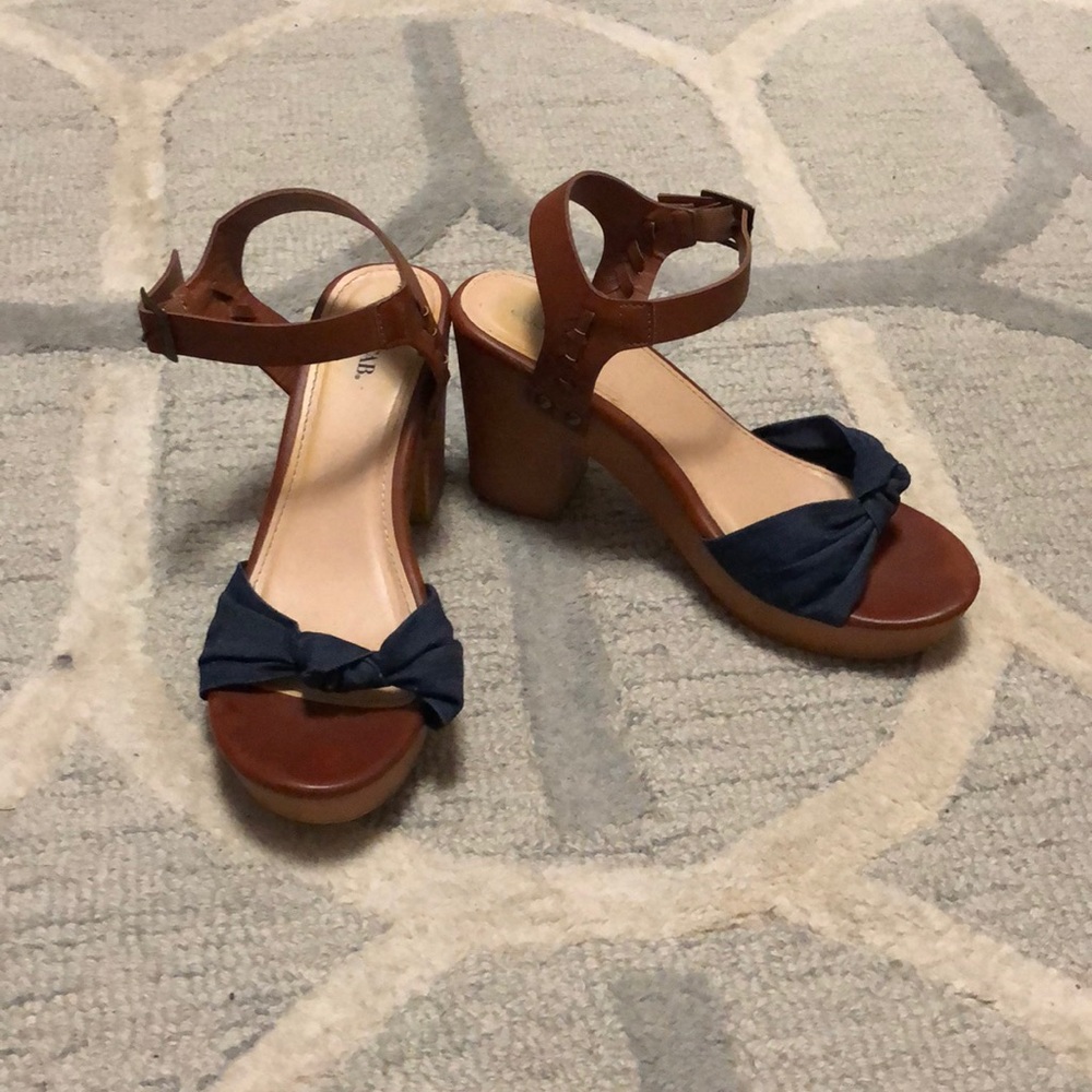 JustFab blue and brown heeled sandals